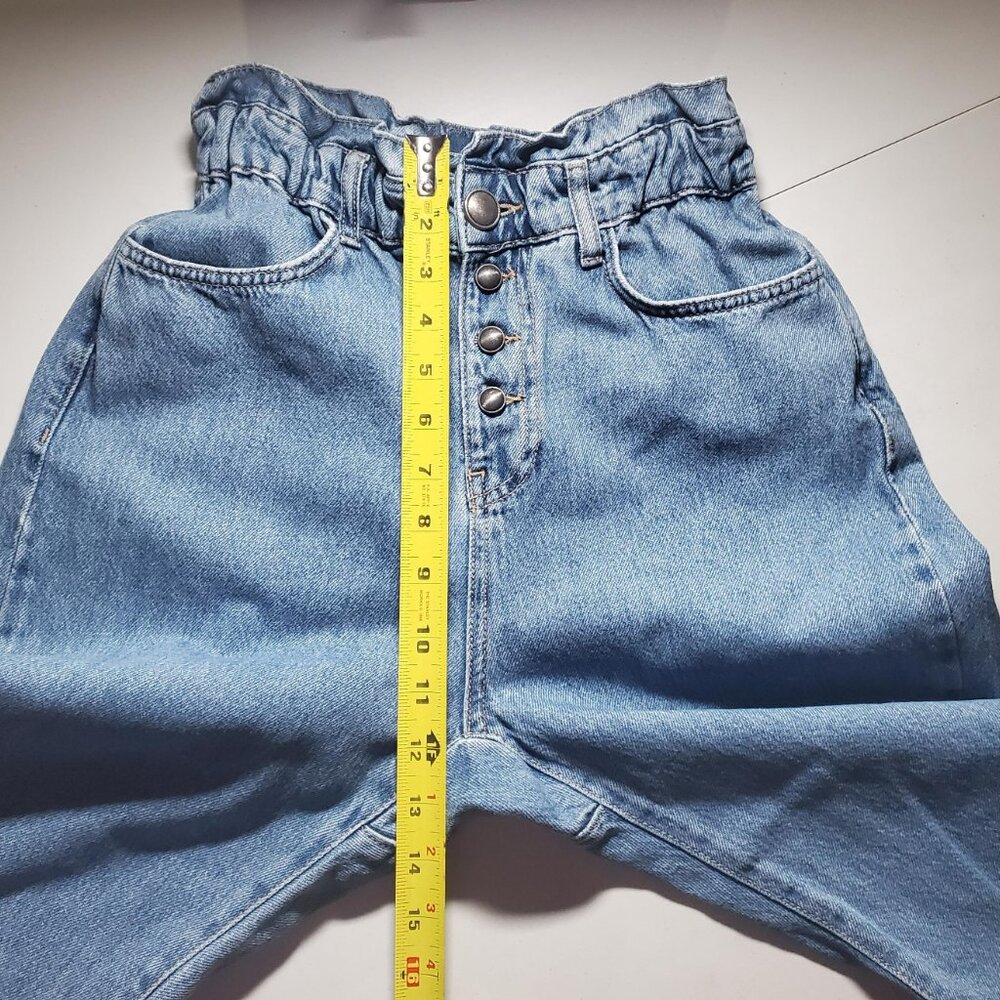 Zara High-Waisted Baggy Cropped Paper Bag Jeans | Women’s Size 2 - Picture 9 of 16